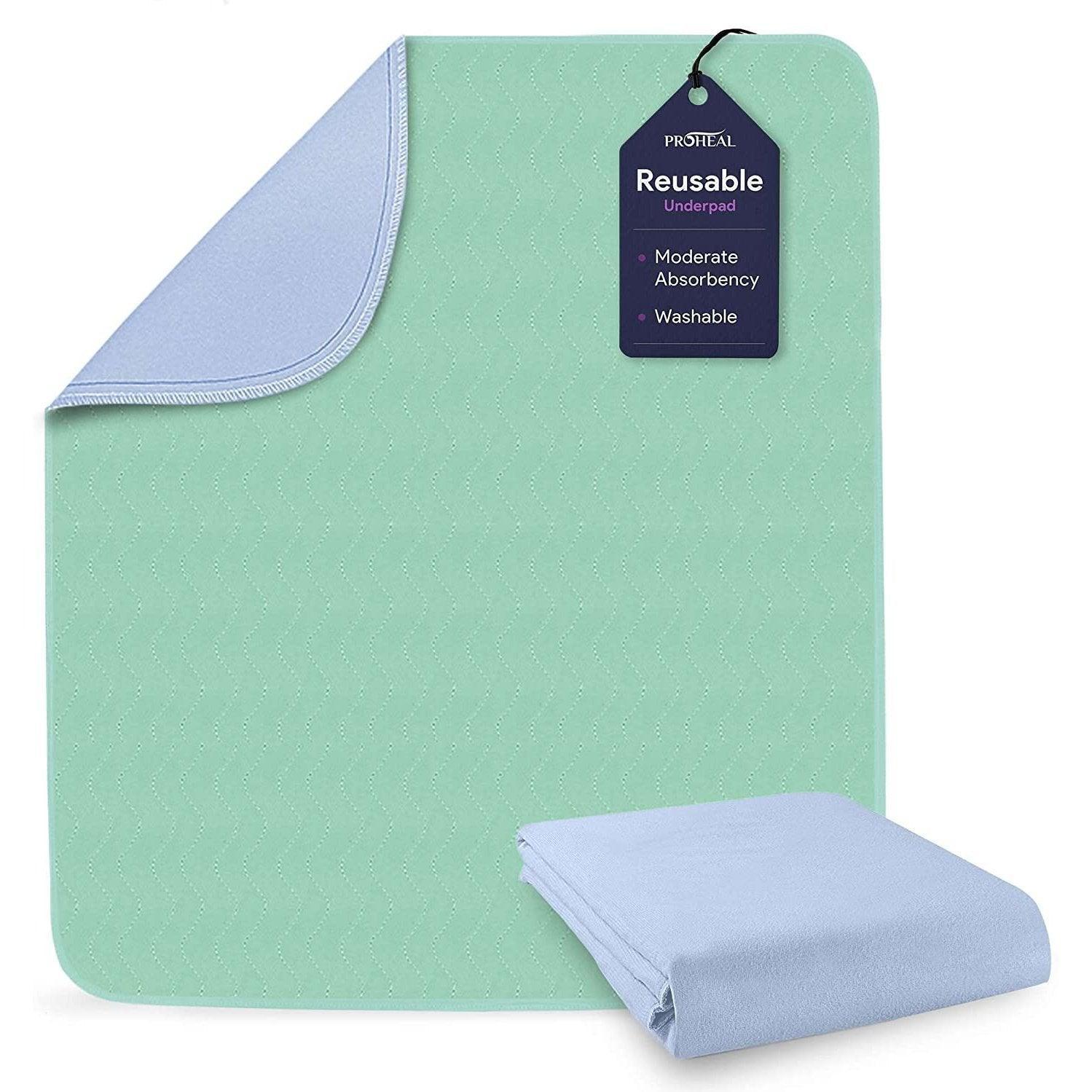 MILDPLUS Washable Bed Pads with 8 Sturdy Handles 34”×52” Extra Large  Reusable Underpads 4-Layers Leakproof Chucks Pads Washable for Incontinence  (1