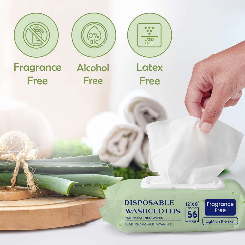 Wet Wipes for Adults - Case of 10 and 50 Individual 12"x8" Disposable Wipes