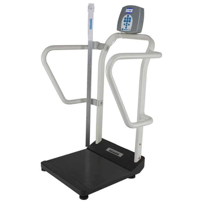 Digital Platform Scale with Extra Wide Handrails and Digital Height Rod