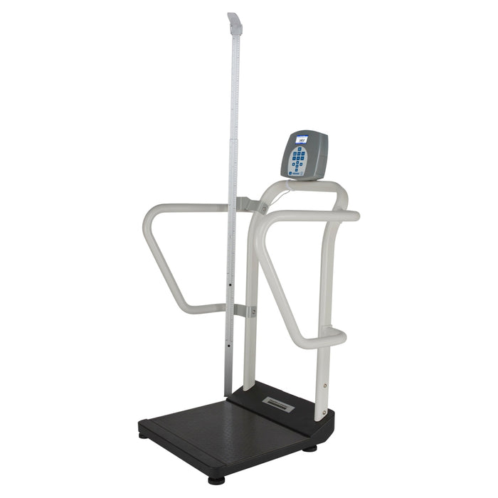 Digital Platform Scale with Extra Wide Handrails and Digital Height Rod