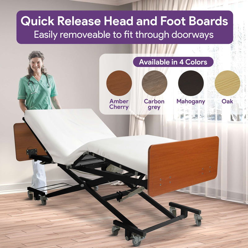 Ultra Low Electric Hospital Bed with Qbar Rails