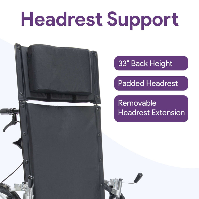 K4 High Back Reclining Wheelchair with Removable Desk Arms and Elevating Legrests