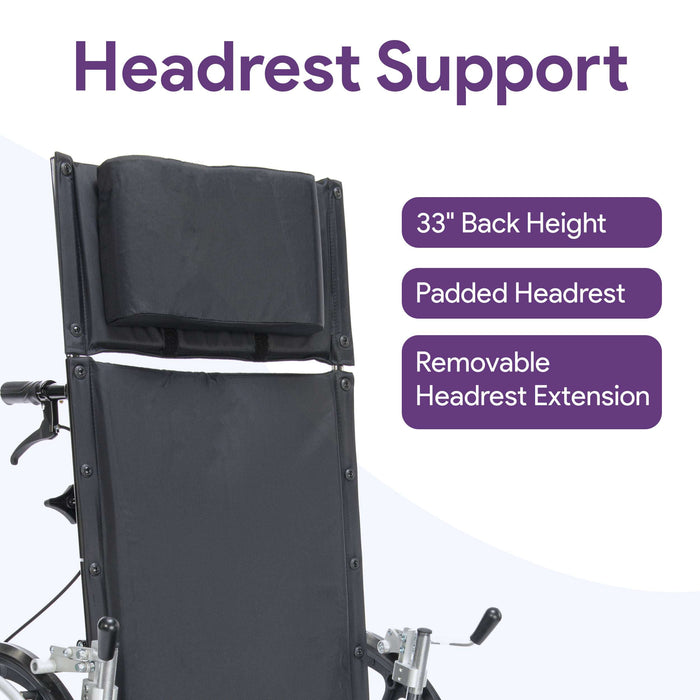 K4 High Back Reclining Wheelchair with Removable Desk Arms and Elevating Legrests