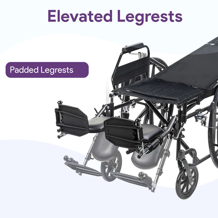 K4 High Back Reclining Wheelchair with Removable Desk Arms and Elevating Legrests