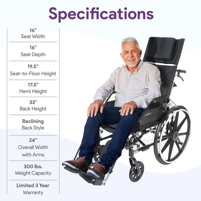 K4 High Back Reclining Wheelchair with Removable Desk Arms and Elevating Legrests