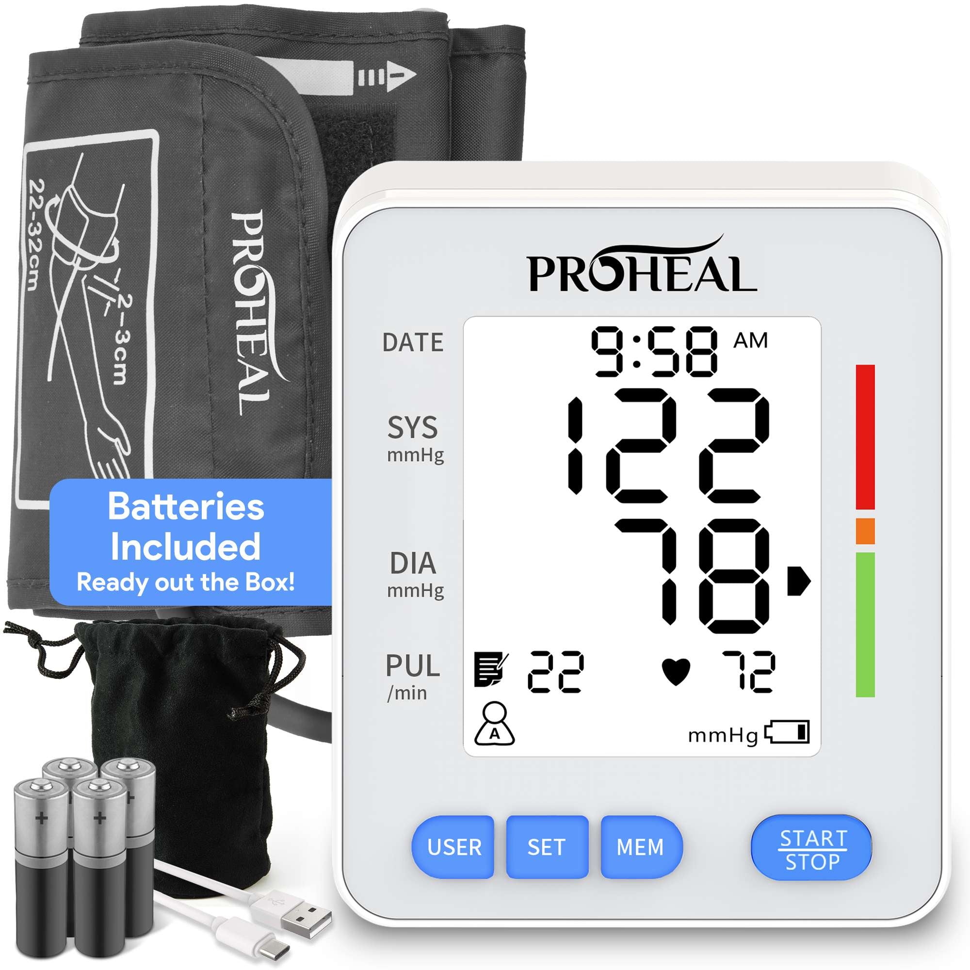 Pulse & Blood Pressure Monitor with Large Arm Cuff — ProHeal-Products