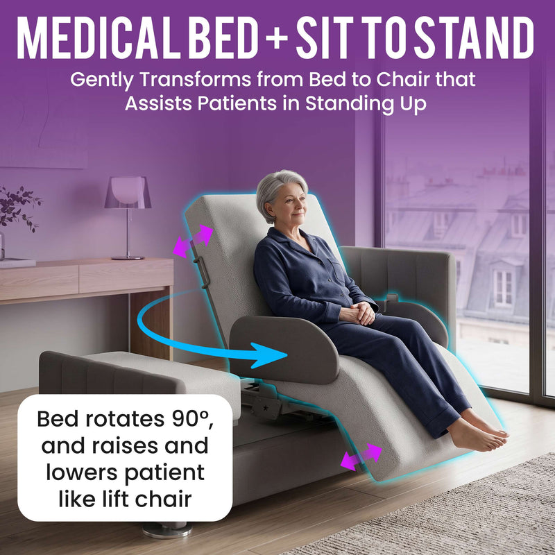 Rotating Hospital Bed, Full Electric Sit To Stand Lift Medical Bed