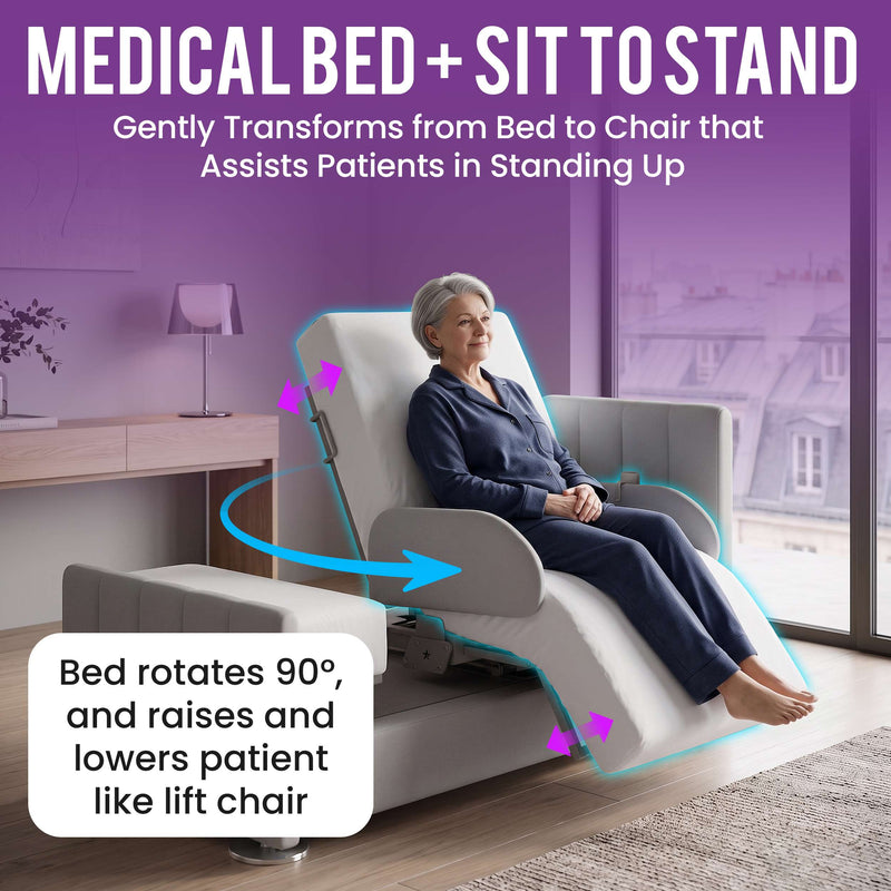 Rotating Hospital Bed, Full Electric Sit To Stand Lift Medical Bed