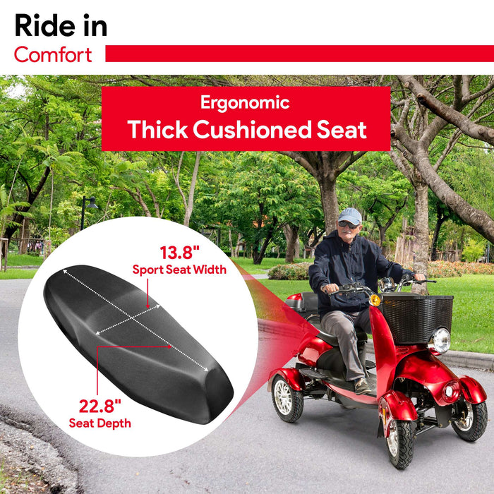 Heavy Duty Electric Mobility Scooter - 300 lb Capacity 4 Wheel Recreational