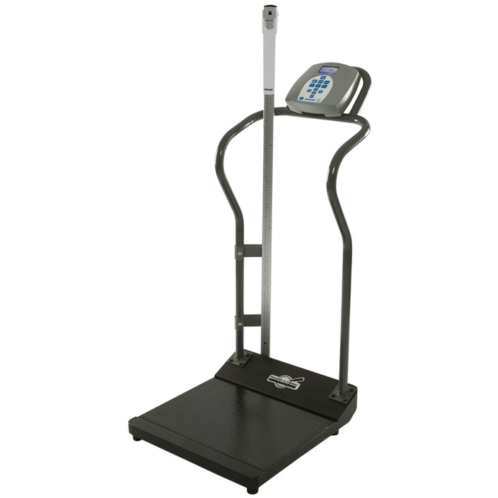 Antimicrobial Digital Platform Scale with Handrails & Mechanical Height Rod