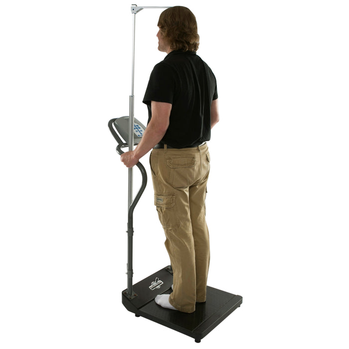 Antimicrobial Digital Platform Scale with Handrails & Mechanical Height Rod