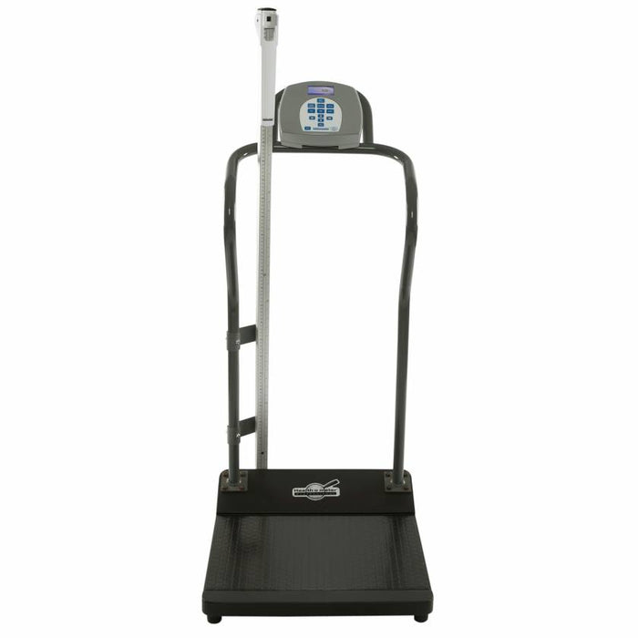 Antimicrobial Digital Platform Scale with Handrails & Mechanical Height Rod