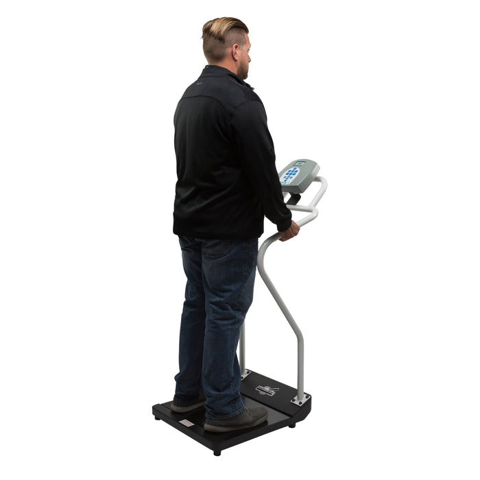 Antimicrobial Digital Platform Scale with Handrails & Mechanical Height Rod