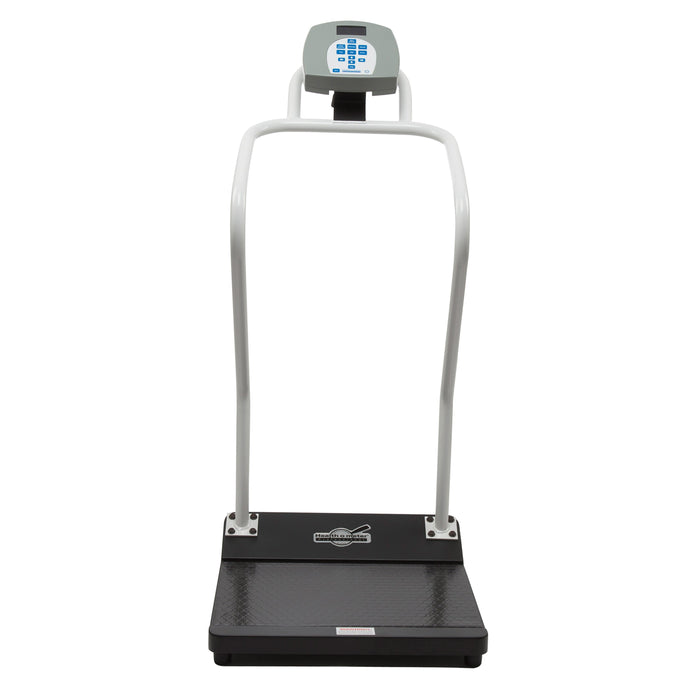 Antimicrobial Digital Platform Scale with Handrails & Mechanical Height Rod