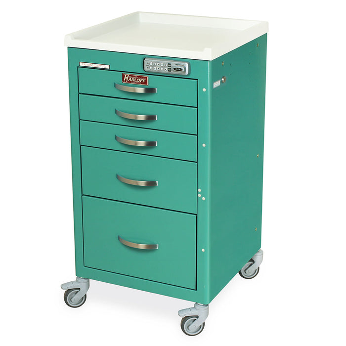 M-Series Narrow Anesthesia Short Height Cart with 5 Drawers & E-Lock