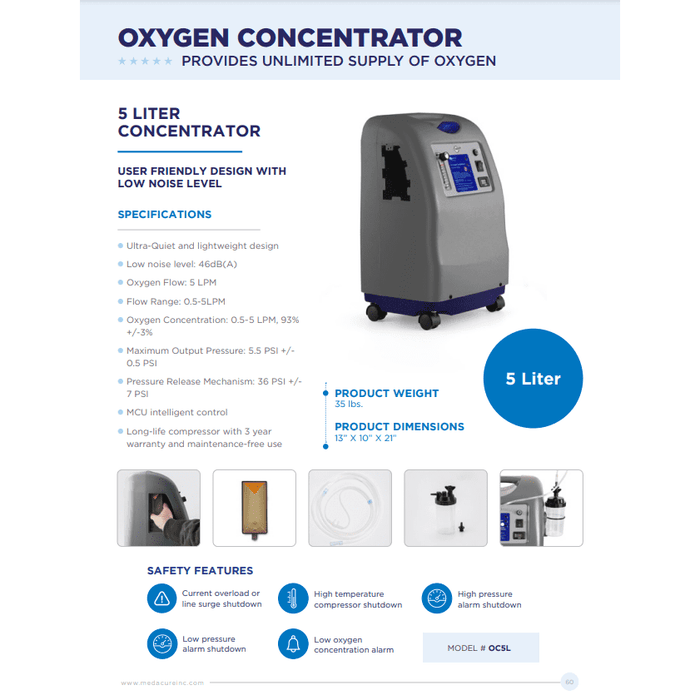 5 Liter Oxygen Concentrator - Ultra Quiet and Lightweight Design - ProHeal-Products