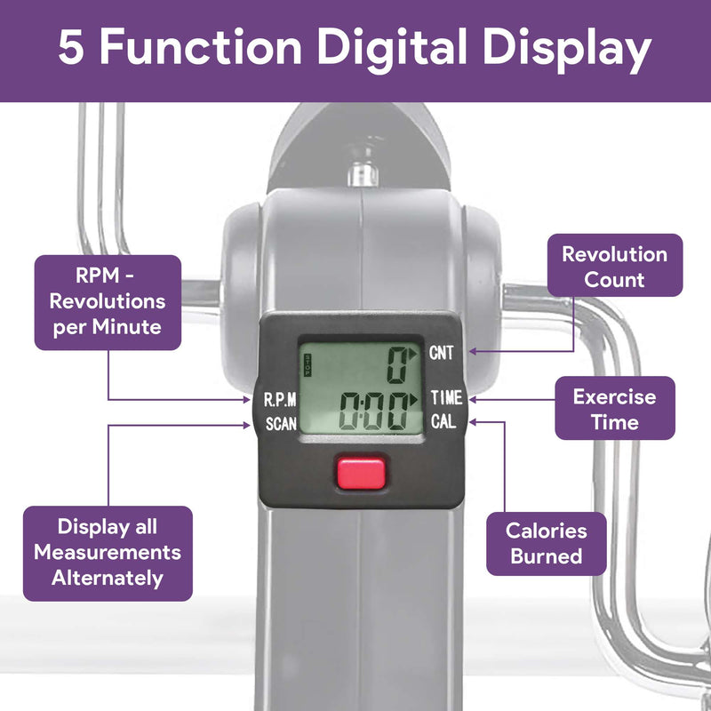 Under Desk Bike Pedal Exerciser - Digital  Display, Foldable, Adjustable Tension
