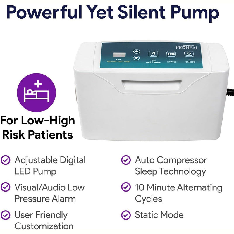 Colchón y rieles de presión alterna de baja pérdida de aire, base de fibra de 3" -36x80x8/11"