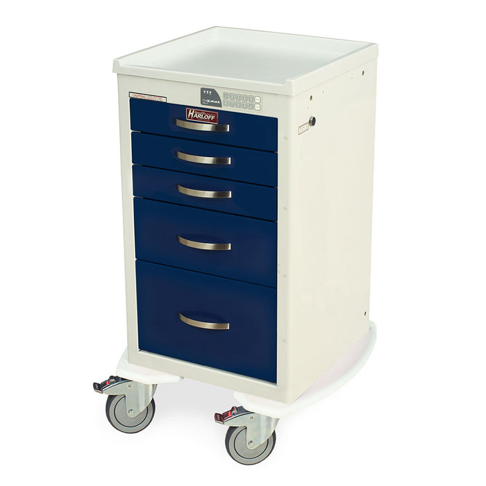 A-Series Lightweight Aluminum Narrow Mini Width Anesthesia Cart with 5 Drawers