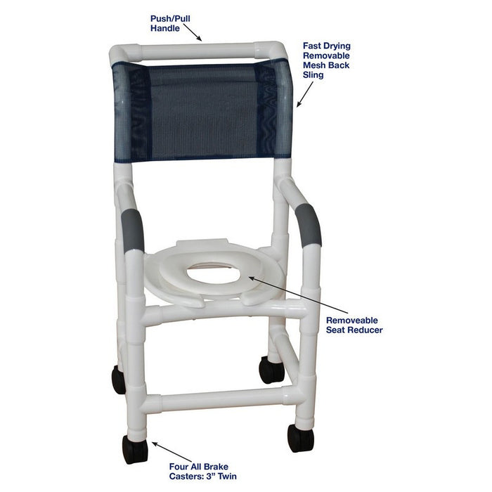 MJM International Shower PVC Chair with Deluxe Elongated Front Soft Seat