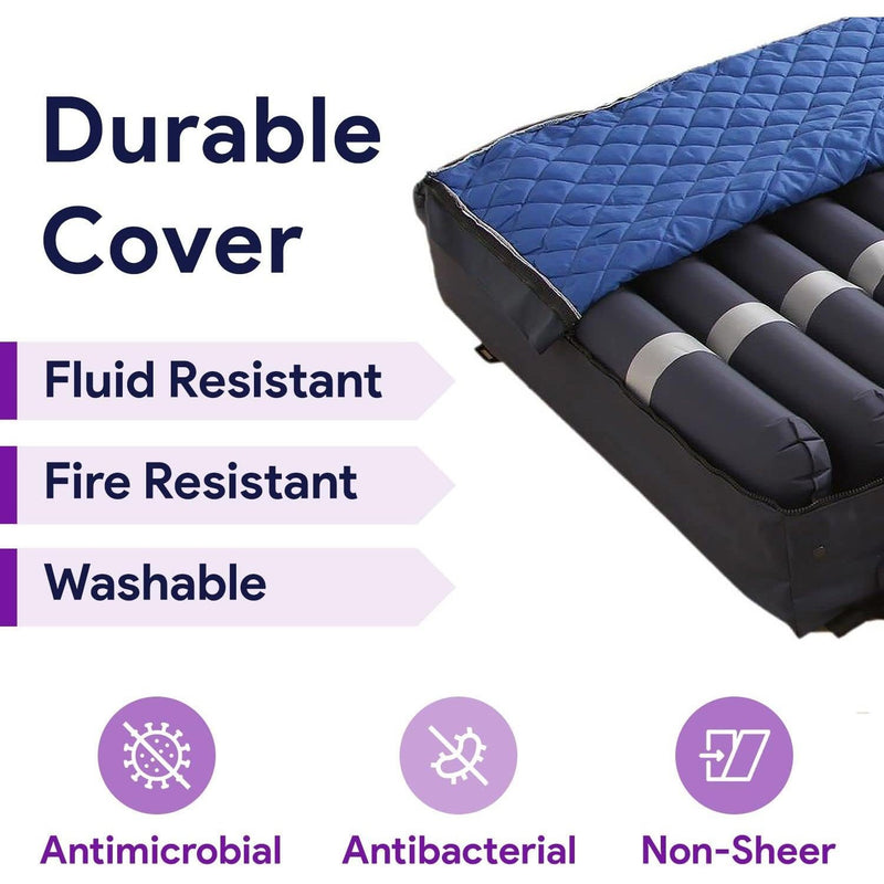 Colchón de presión alterna de baja pérdida de aire - Base de fibra de 3" - 36"x80"x8"