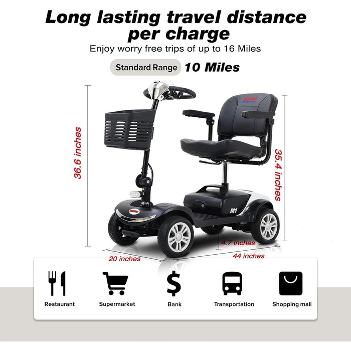 M1 Portable 4-Wheel Travel Mobility Scooter - Chrome Limited Edition