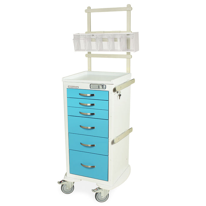 A-Series Narrow Aluminum Anesthesia Cart with Accessories & 6 Drawers