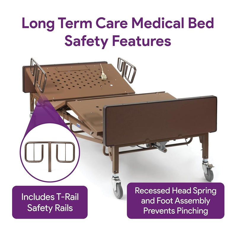 Cama de hospital bariátrica completamente eléctrica con rieles en T