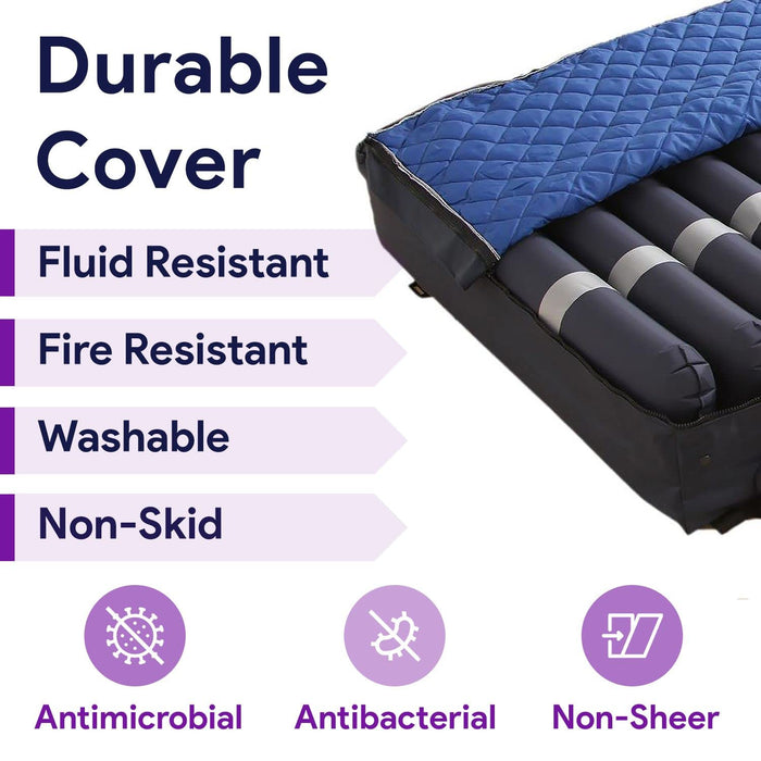 Low Air Loss Alternating Pressure Mattress, Air Rails, Cell-On-Cell Deluxe Digital Pump - 36x80x8/11"