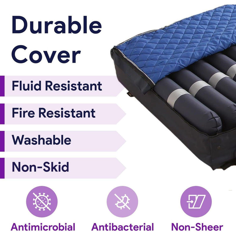 Colchón y rieles de presión alterna de baja pérdida de aire, base de fibra de 3" -36x80x8/11"