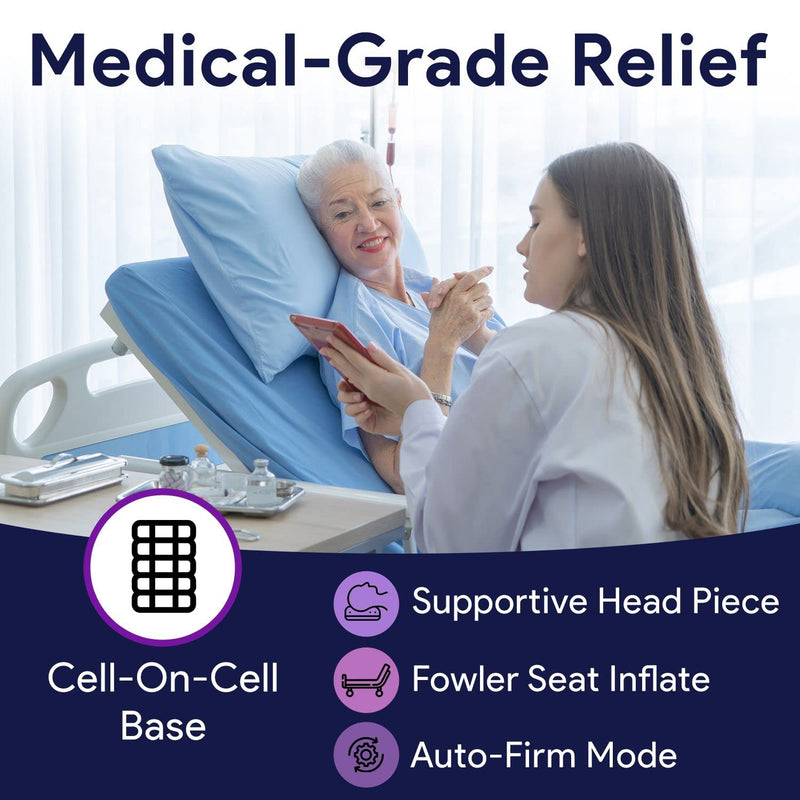 Colchón de presión alterna de baja pérdida de aire, rieles de aire, celda sobre celda -36x80x8/11"