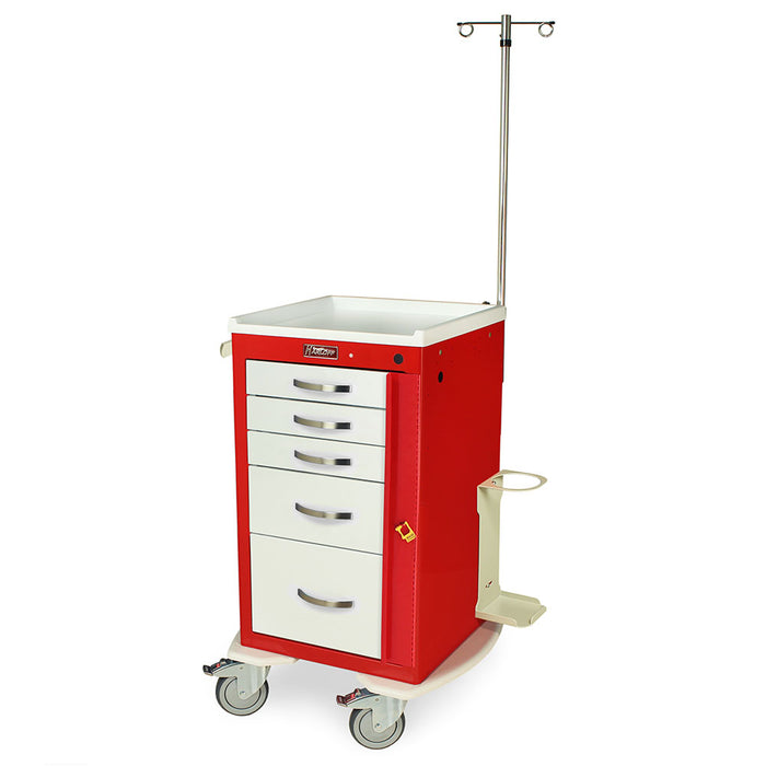 A-Series Narrow Lightweight Breakaway Crash Cart with Accessories & 5 Drawers