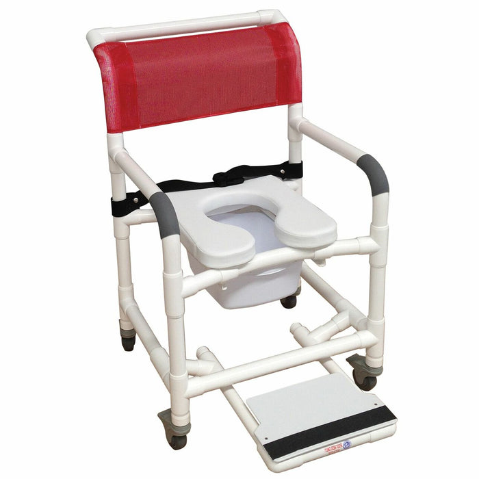 MJM International Shower PVC Chair with 10 Quart Commode Pail & Footrest