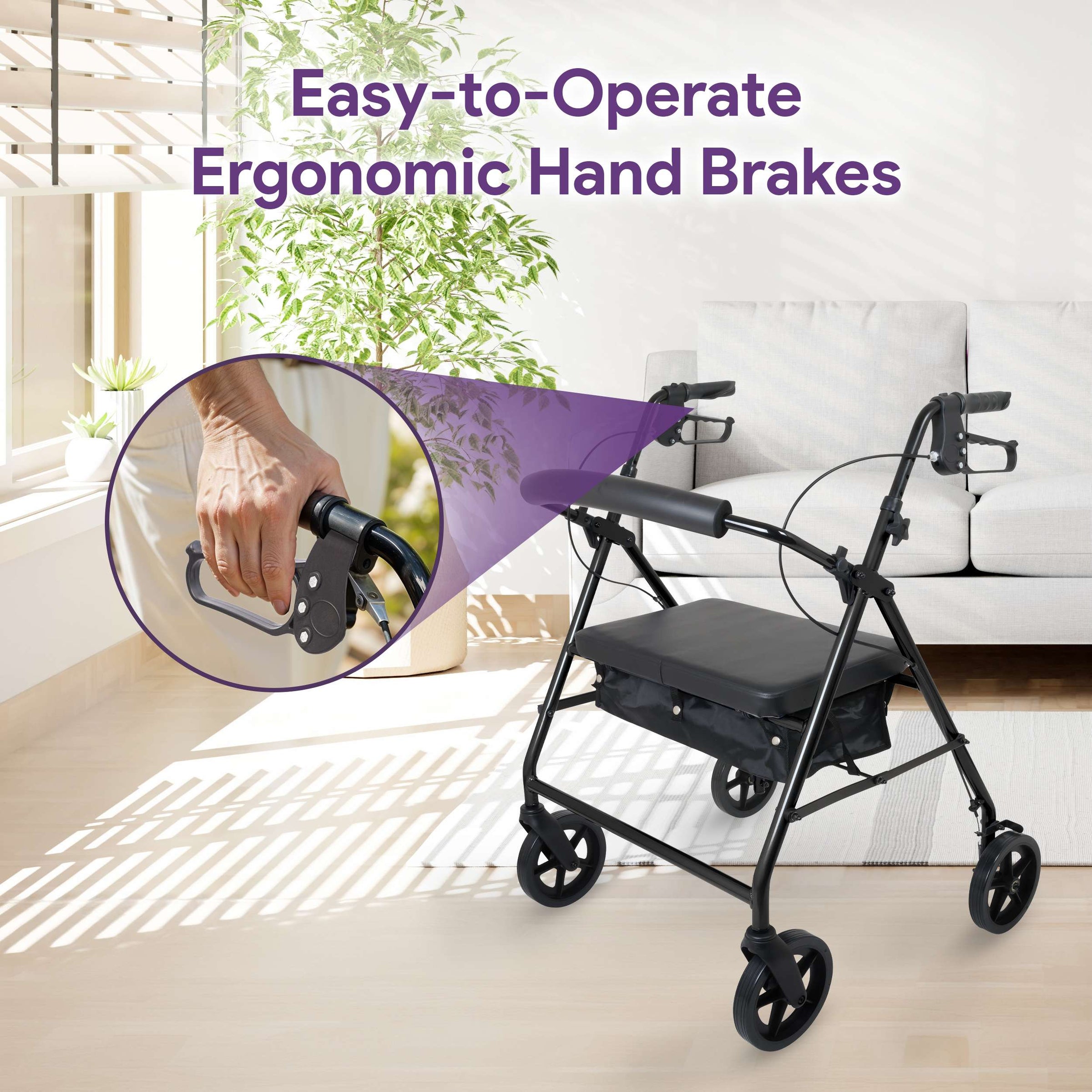 Bariatric Rollator Walker with Seat - Heavy Duty 500 lb Weight Capacit ...
