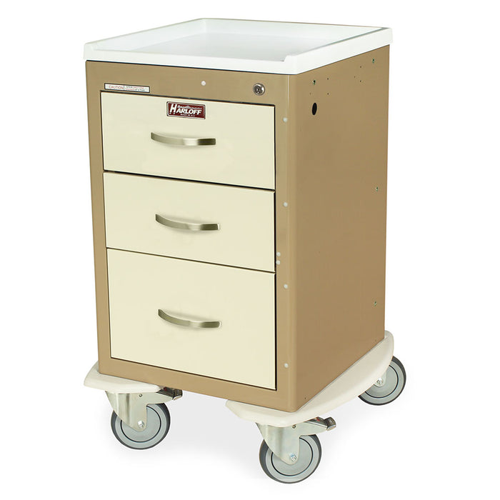 A-Series Narrow Aluminum Mini Width Cart with Three Drawers & Key Lock