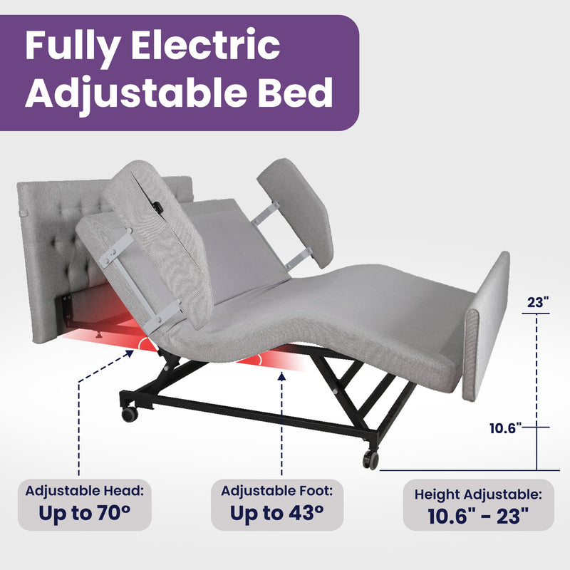 Home Style Electric Hospital Bed with 8” Gel Memory Foam Mattress