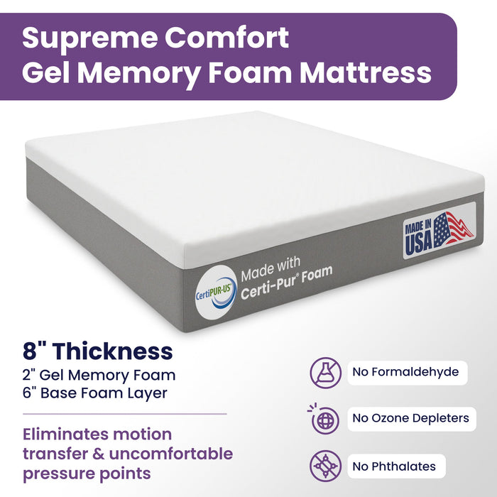 Home Style Electric Hospital Bed with 8” Gel Memory Foam Mattress