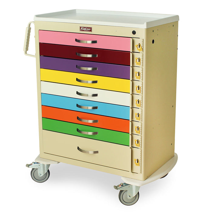 M-Series Tall Pediatric Crash Cart with 9 Drawers & Breakaway Locks