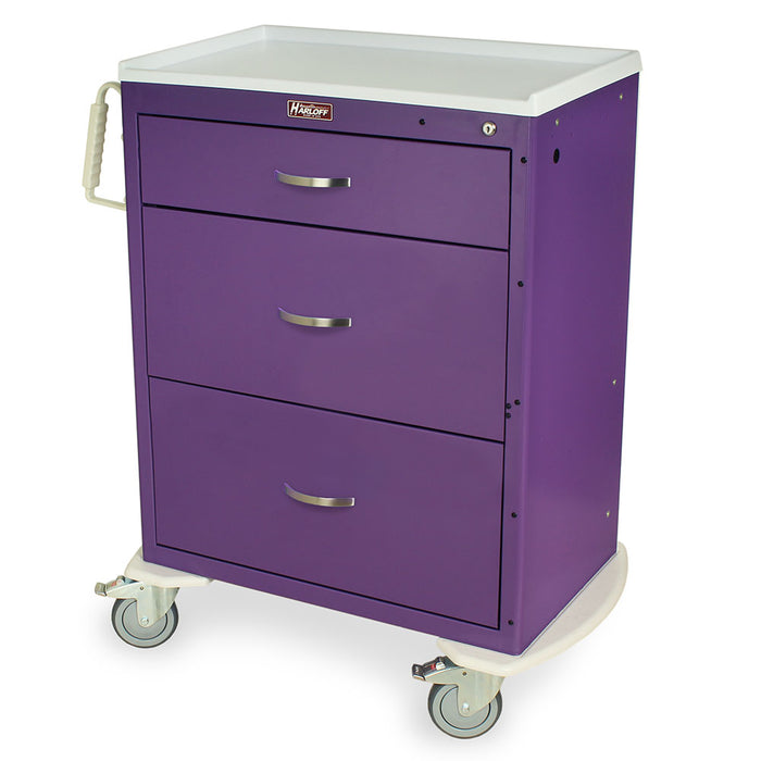 M-Series Tall Isolation Cart with 3 Drawers & Standard Key Lock