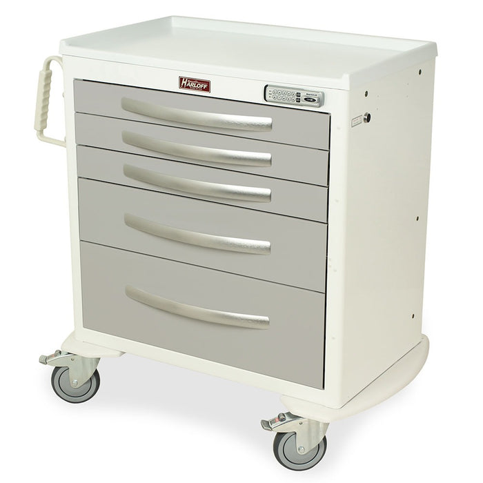 A-Series Lightweight Aluminum Medical Cart with 5 Drawers & E-Lock