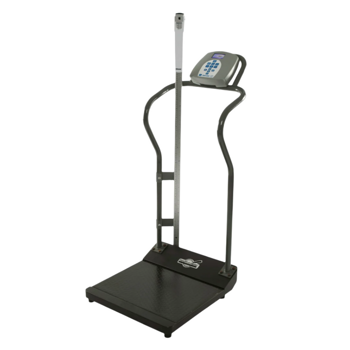 Antimicrobial Digital Platform Scale with Handrails & Mechanical Height Rod