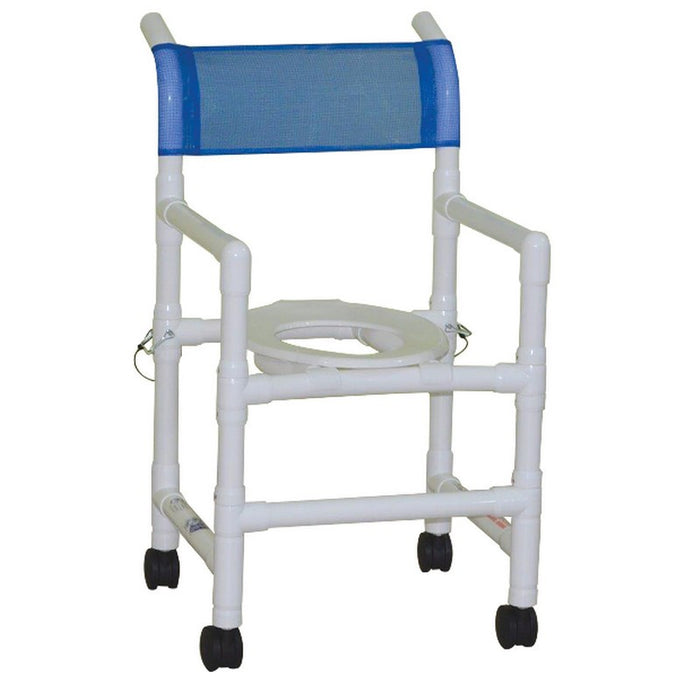 MJM International Shower PVC Chair w/ 3" Twin Casters & Folding Capacity
