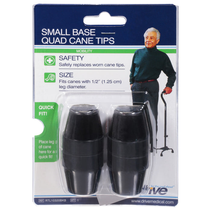 Small Base Quad Cane Tips, Black, Pack of 4