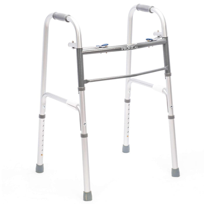 Two-Button Folding Adult Walker Without Wheels Steel - Case of 4