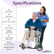 Astra Transport Chair 250lb Wt-Cap - 19" - ProHeal