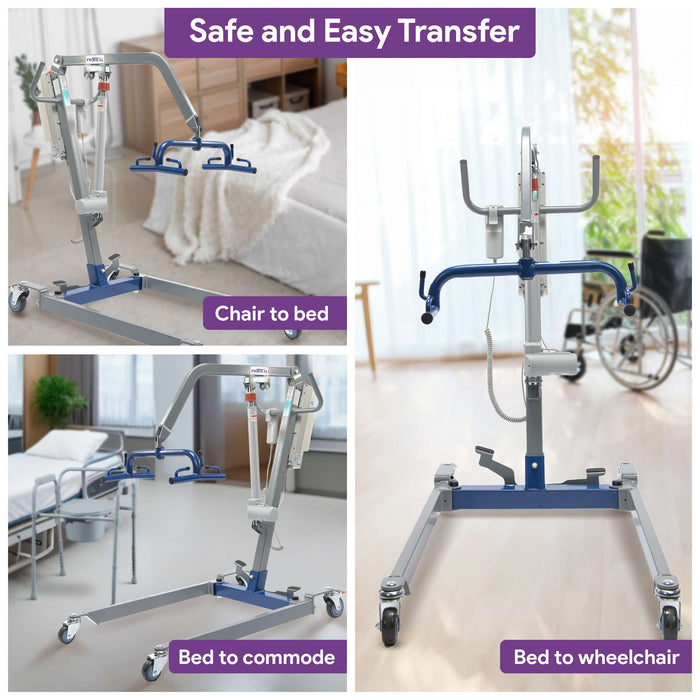 Hydraulic Patient Lift with Electric Upgrade - 400 lb Weight Capacity