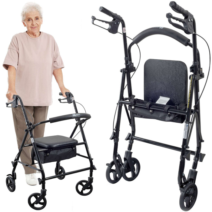 Steel Rollator Walker with Seat