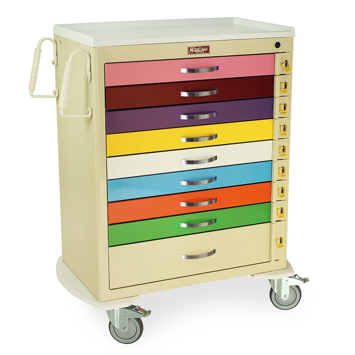 M-Series Tall Pediatric Crash Cart with 9 Drawers & Breakaway Locks