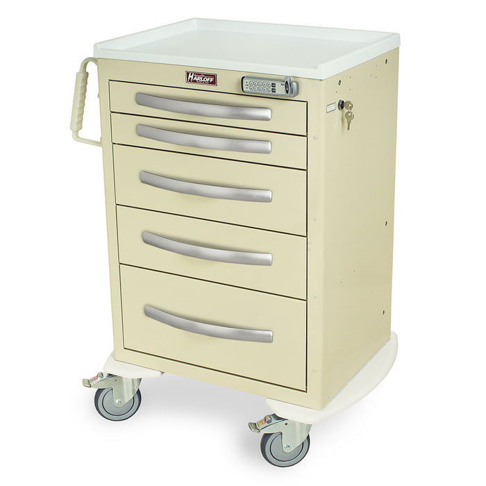 A-Series Lightweight Aluminum Treatment Cart with 5 Drawers & E-Lock