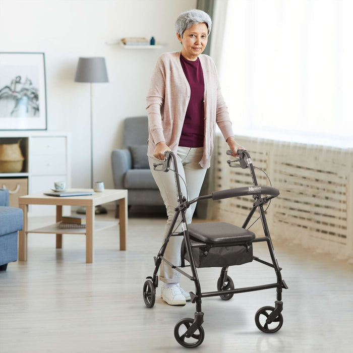 Steel Rollator Walker with Seat